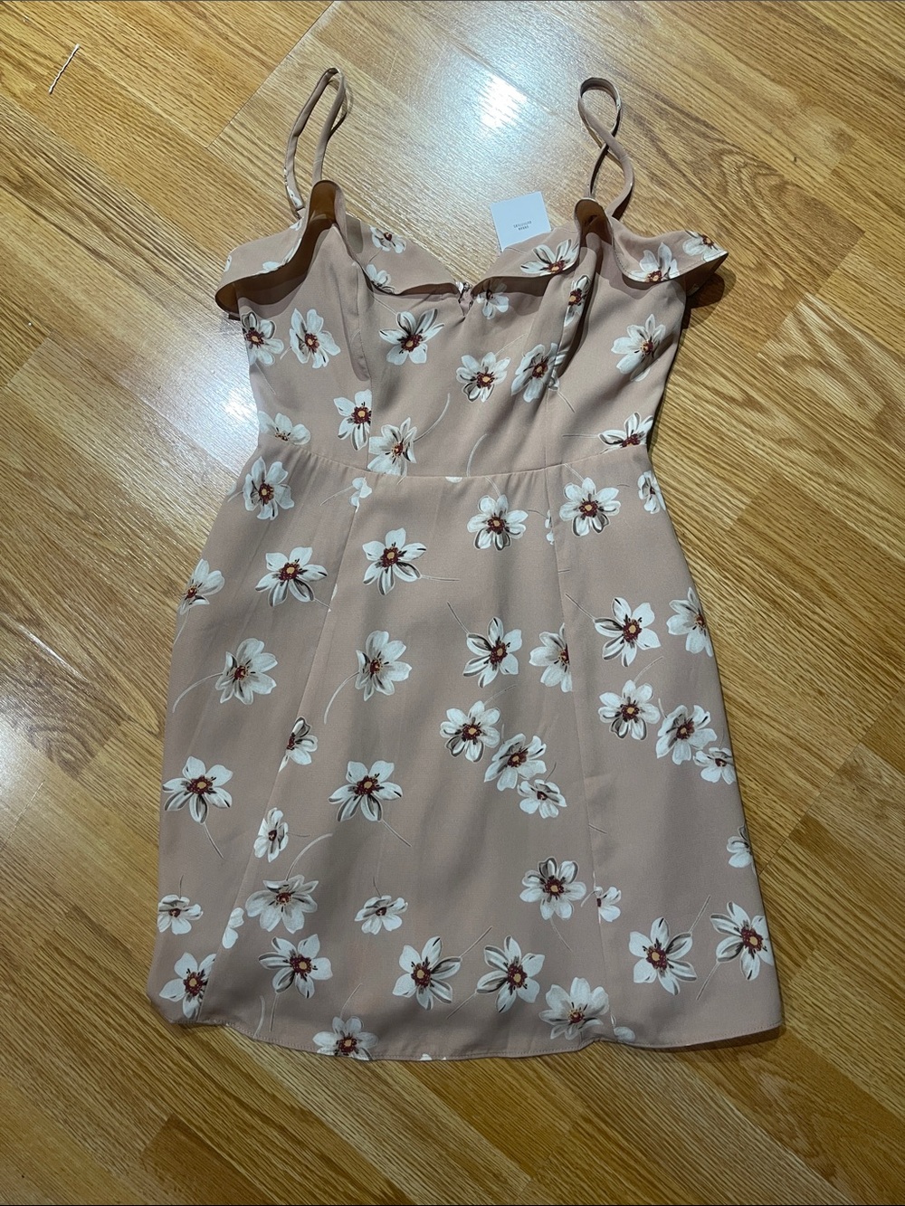 Urban Outfitters Blush Floral Ruffle-Trim Mini Dress